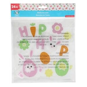 NEW HIP HOP Easter Bunny Rabbit Glitter Sparkle Window Gel Clings Decorations 24
